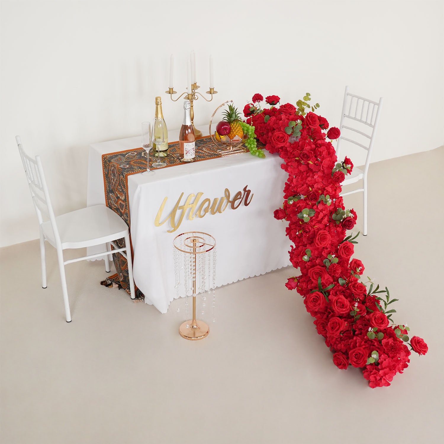 Uflower Artificial Flower Row Sofa Table Runner Floor Flower Arrangement
